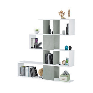 ชุดตู้หนังสือซิกแซก 145x28x145 สีขาวซีเมนต์ - Product Image 1