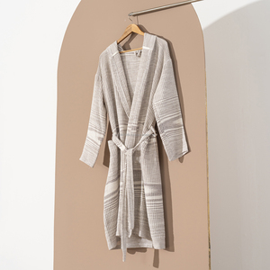 Albornoz de algodón 100% unisex hecho en Turquía tela transpirable peso ligero superventas secado rápido verano todo el año ropa de dormir - Product Image 3