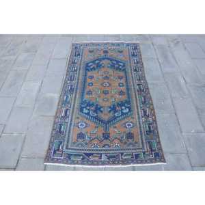 Alfombra de 4.1x7.3 pies, Alfombra Turca Vintage, Alfombra de Lana Azul - Product Image 1