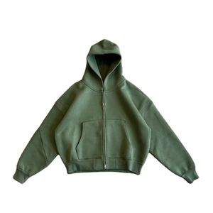 2025 personnalisé hiver surdimensionné coton poids lourd hommes blanc plaine recadrée Boxy fermeture éclair à capuche - Product Image 3