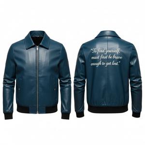 Veste en cuir pour homme Ami Paris, respirante, hiver, style bomber moderne, fermeture éclair sur le devant, vêtement décontracté tendance, personnalisable - Product Image 6