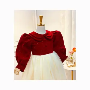 Children's long sleeve Multi-layer lace princess dress for baby girls Birthday Christmas dress for children from 1-10 years old