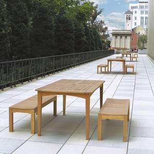 โต๊ะรับประทานอาหารทรงสี่เหลี่ยมสำหรับปิกนิกกลางแจ้งวัสดุไม้สักสีธรรมชาติสำหรับลานบ้านสวนรับประทานอาหารโต๊ะปิกนิก - Product Image 3