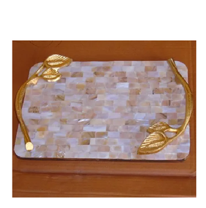 Plateau de séparation en nacre rectangulaire polyvalent et créatif Plateau décoratif en nacre Plateau de service en coquille fait à la main Fournitures d'hôtel - Product Image 2