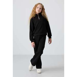Ensemble de survêtement TommyLife pour filles de 7 à 15 ans, col montant, coupe standard, en mélange de coton confortable, vêtements de sport pour enfants - Product Image 2