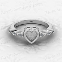 Hochwertiger 18K vergoldeter 925er Silber 6mm Herz-Ring mit Zirkonia-Akzenten für DIY Muttermilch-Harz-Erinnerungsschmuck