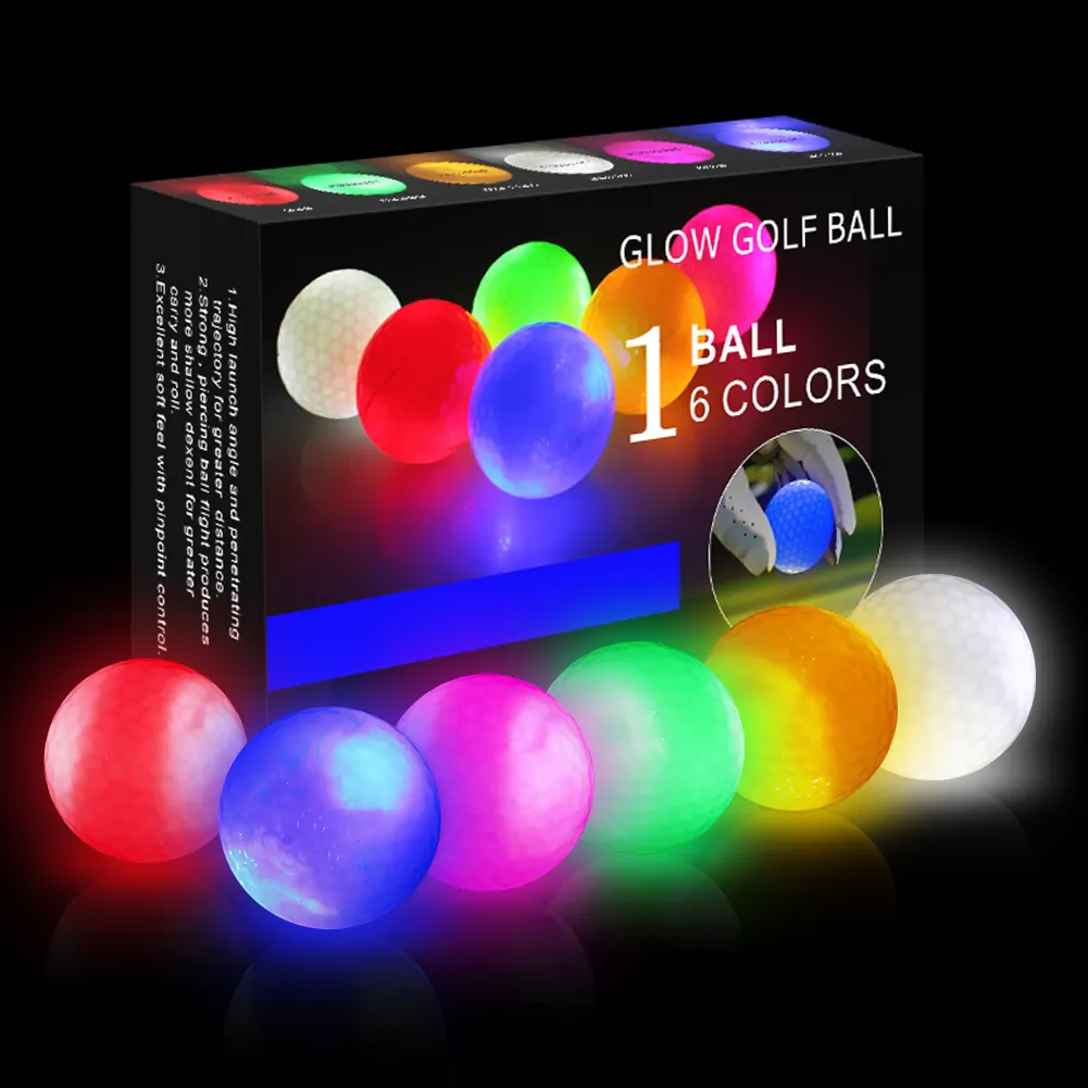 Logo Printer 42Mm Kleurrijke Led Park Golfballen Licht Geactiveerd 6 Kleur Led Golfballen Set