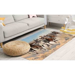 Alfombra con Diseño de Caballos Corriendo: Decoración Estilo Saloon Occidental, Alfombra Impresa, Alfombra Suave No Tejida - Product Image 2