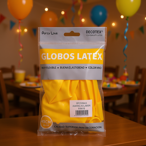 Globos de Látex Decotex de 45 cm, Amarillo Limón, Paquete de 6 Unidades, Decoración para Fiestas - Product Image 3