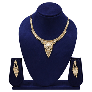 Ensemble de bijoux de festival indien de formation traditionnelle Chaînes courtes en laiton imitation plaqué or avec perles Bijoux de mode - Product Image 1