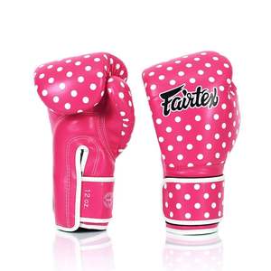 Wholesale Price Professional Training Fairtex MMA Muay Thai Boxing <b>Gloves</b> Heavy Mexican Style Pink & White Dots Boxing <b>Gloves</b> - Product Image 6