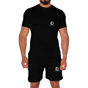 2025 personnalisable mode hommes couleur unie 2 pièces ensemble court hommes été t-shirt et short ensemble - Product Image 1