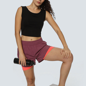 Pantalones cortos deportivos de entrenamiento de secado rápido transpirables de doble capa 2 en 1 para mujer personalizados, pantalones cortos deportivos básicos informales sexis para correr - Product Image 5
