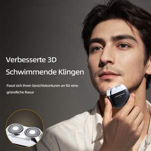 Mini rasoir électrique à 2 lames, étanche, rechargeable par USB, rasoir rotatif pour homme, utilisation sur le visage, lavable, remplacement possible, indice d'étanchéité IPX7, adapté aux camping-cars - Product Image 1