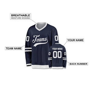 Uniforme de hockey sur glace personnalisé de haute qualité Maillot en polyester de conception libre avec impression par sublimation et logo brodé - Product Image 4