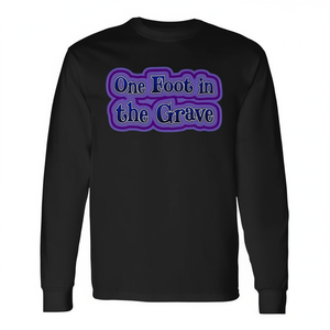<b>Blue</b> One Foot in the Grave Promotional T-Shirt <b>Long</b> <b>Sleeve</b> Tank <b>Top</b> with Intriguing Graphic Design - Product Image 2
