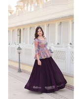 Gaun Lehenga Choli Navratri Hitam untuk Wanita Gaya Lavisa Hiasan Mutiara Katun Festival Ready Stock Desainer Terbaru Multi Warna