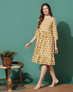 Femme indienne Handmaid longue coton imprimé fleuri tenue décontractée élégant demi-manches vêtements d'été naturel cadeau parfait pour elle - Product Image 3