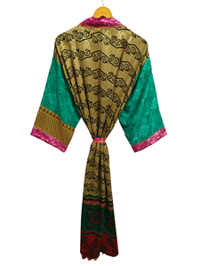 ชุดกิโมโนผ้าส่าหรีน้ำหนักเบาหลากสีสำหรับผู้หญิงชุดคลุมผ้าไหมส่าหรีสำหรับฤดูร้อน - Product Image 5