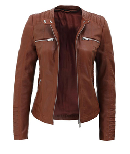 OEM ODM señoras chaqueta de cuero real clásico Slim Fit motocicleta abrigo personalizado cremallera motorista estilo piel de oveja prendas de vestir exteriores - Product Image 2