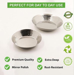 Ensemble élégant de 2 bols en acier inoxydable poli miroir durable et parfait pour un usage quotidien, facile à laver et résistant à la rouille - Product Image 5