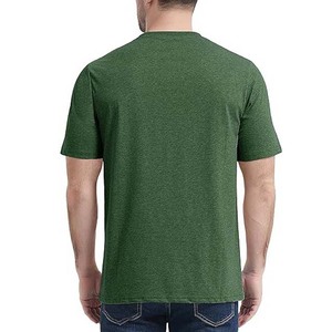 T-shirts verts unis pour hommes T-shirt 100% coton Logo personnalisé Design à manches courtes Vêtements pour hommes Col rond T-shirts respirants d'été - Product Image 2