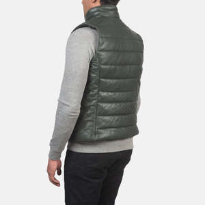 Chaleco Acolchado de Cuero Verde, Resistente al Viento y al Agua, de Lona y Poliéster, con Logotipo - Product Image 5