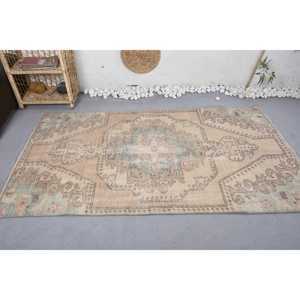 Vintage 3.8x6.6ft Beige Bleu Géométrique Turc Tapis Classique Grande Surface Laine Latex Rectangulaire Patchwork Design Chambre Couloir - Product Image 3