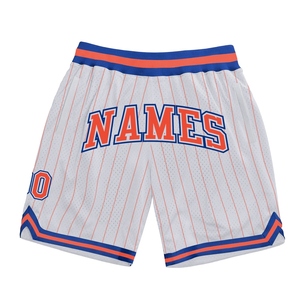 Industrie Direct Engro Custom <b>White</b> Orange Pinstripe Basketball <b>Shorts</b> Authentic Sportswear Solid Pattern-Royal Orange Color - Product Image 1