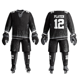 Ensemble complet de hockey sur glace de sport de haute qualité personnalisé par sublimation pour l'équipe uniforme de hockey sur glace à séchage rapide bon marché OEM ODM entretenu - Product Image 3