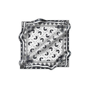 Pañuelo de Satén de Diseño con Patrón Geométrico de Puntos Cuadrados en Blanco y Negro - Product Image 1