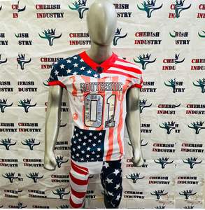 Equipo de diseño de sarga, uniforme de sublimación de fútbol americano, camisetas sublimadas personalizadas de poliéster spandex - Product Image 6