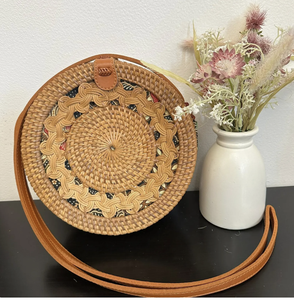 Sac pour femmes Rattan Woven Bag Single Shoulder Crossbody Woven Round Hand Summer Straw Beach Bag from India - Product Image 1