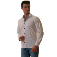 Chemise habillée homme à manches longues 100 % coton, motif Paisley intérieur à pois blancs, col boutonné, prête pour le printemps, en stock