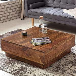 Table basse carrée en bois couleur noyer exclusive disponible dans le meilleur matériau en bois pour salle à manger et chambre à coucher à vendre - Product Image 1