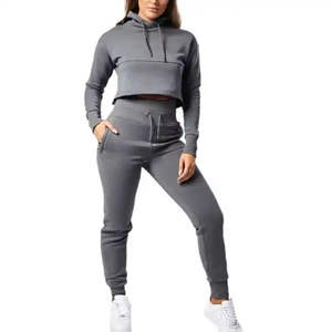 Ensemble de survêtement de sport pour femmes avec logo personnalisé, jogging 2 pièces, confortable, pour le jogging et les sports, survêtements pour femmes - Product Image 3