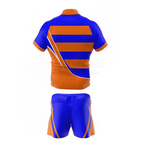 ชุดกีฬารักบี้ฟุตบอลแบบขายส่ง ปรับแต่งได้ตามต้องการ ผลิตจากโพลีเอสเตอร์ 100% ระบายอากาศได้ดี เสื้อและกางเกงขาสั้นสำหรับผู้ใหญ่ สำหรับทีม - Product Image 2