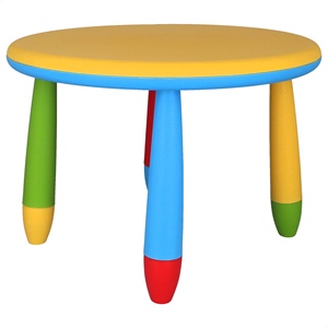 WELL HOME Mesa Auxiliar Redonda de Plástico Amarillo para Niños 70x48cm - Product Image 6