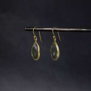 Boucles d'oreilles à la mode pour femmes en argent sterling 925 plaqué or avec mousse Agate Gemstone Forme ovale Joli design pour les filles - Product Image 3