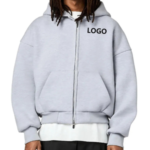 Sweats à capuche zippés pour hommes personnalisés de haute qualité, coupe ample et surdimensionnée, épaules tombantes, 100% coton, pour l'hiver - Product Image 2