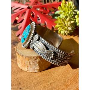 Bracelet manchette tendance Michael & Rosita Calladitto en turquoise et argent sterling - Product Image 4