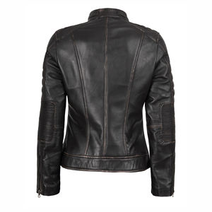 Chaqueta de cuero de invierno con estampado de logotipo personalizado para mujer, chaquetas de cuero genuino transpirables de la mejor calidad a la venta - Product Image 6