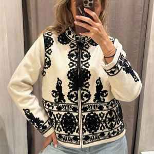 Chaqueta Blusón de Algodón Bordada para Mujer, Cortavientos, con Cuello Mao, Cierre de un Solo Botón, Venta al por Mayor ODM Pranjal - Product Image 1