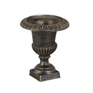 Silver Antique Flower Urn <b>Vase</b> on <b>Square</b> Base Rough Finished Home Decorative Table <b>Vase</b> for Flowers and Plants Decoration - Product Image 4