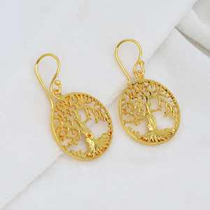 ต่างหูชุบทอง18K สุดทันสมัยต่างหูทองเหลืองห้อยระย้าขนาดใหญ่เครื่องประดับทองเหลืองทางศาสนาของขวัญผู้หญิง - Product Image 6