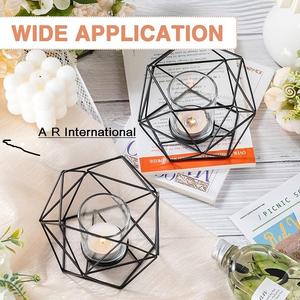 Porte-bougie moderne de style européen, géométrique, minimaliste, élégant, design en fil métallique multicolore, décoration en fer - Product Image 3