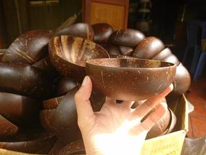 Tazón decorativo de cáscara de coco con estructura sólida y apariencia orgánica, diseñado para la distribución a granel en cocinas sostenibles. - Product Image 5