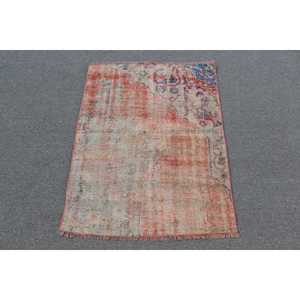 Alfombra Vintage, Alfombra Turca de 2.6x3.5 pies, Alfombra de Lana a Rayas Rojas y Azules - Product Image 1