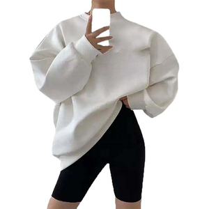 Wholesale Lose Fit Breathable Anti-wrinkle Hoodies for Woman Half Zip 100% Cotton Drop Shoulder Sweatshirts - Product Image 1