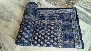 Couverture Rajasthani Gold Razai, couverture Jaipuri imprimée à la main - Product Image 2